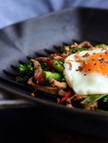 Lime and Coriander Sticky Beef Hash with Sunny Side Egg