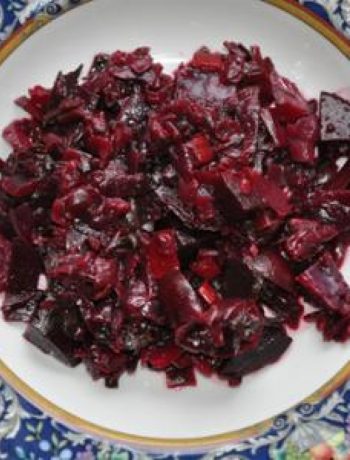 Bright Winter Side (Sauteed Beet Greens, Red Chard and Red Cabbage with Roasted Beets)