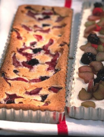 Rhubarb and Blackberry Snack Cake
