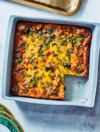 Cowboy Breakfast Casserole with Sausage and Spinach