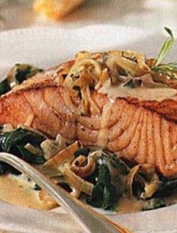 Seared Salmon on Baby Spinach