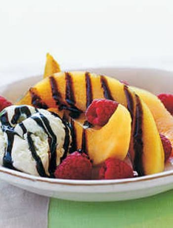 Cantaloupe with Balsamic Berries and Cream