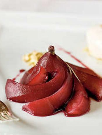 Caribou-Poached Pears and Ice Cream