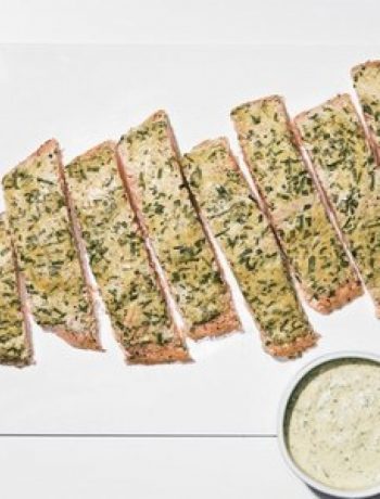 Roast Side of Salmon with Mustard, Tarragon, and Chive Sauce