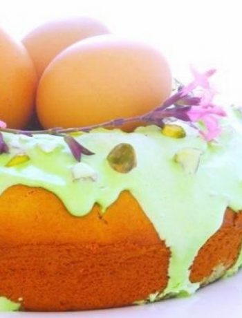 Easter Nest Sweet Cake With Sour Cream-Royal Icing and Pistachios