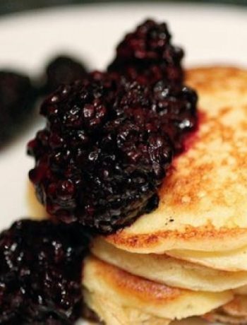 Meyer Lemon Ricotta Pancakes with Blackberry Compote