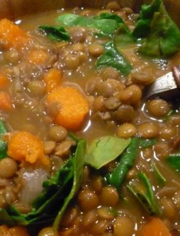 Lentil, Sweet Potato and Spinach Soup