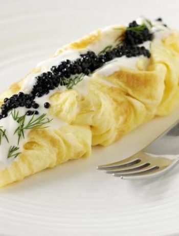 Duck Egg Omelette With Caviar and Sour Cream