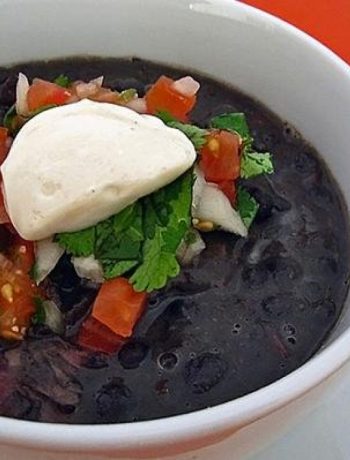 Black Bean Soup With Pico De Gallo and Chipotle Creme