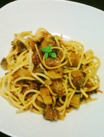 Caponata Style Celery Spaghetti