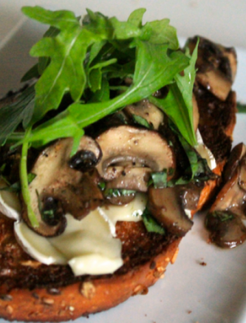 Warm Open-Faced Mushroom Brie Sandwich