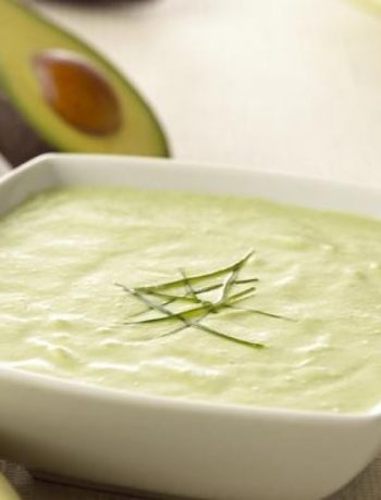 Chilled Cucumber Avocado Soup With Fresh Goat Cheese