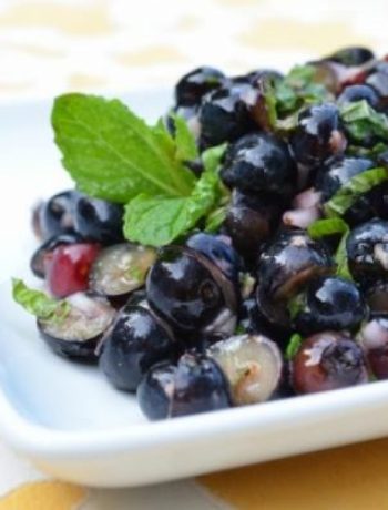 Blueberry Ginger Salsa with Grilled Halibut