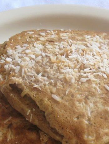 Toasted Coconut Pancakes with Toasted Coconut Sauce