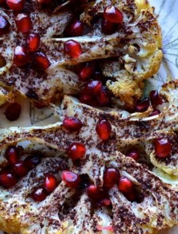Sumac dusted cauliflower steaks with pomegranate