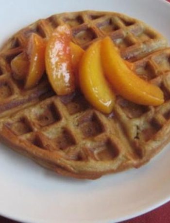Gingerbread Waffles With Cinnamon Peach Topping