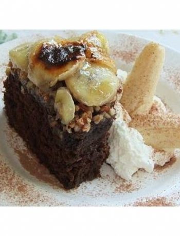 Devil’s Food Cake With Caramelized Bananas