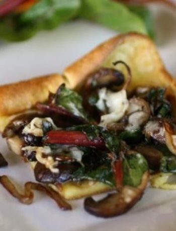 Swiss Chard and Mushroom Popover Bake