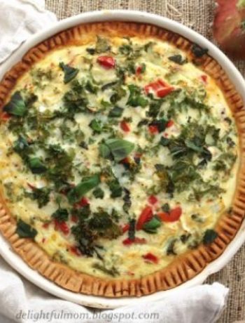 Vegetable Quiche Made With Fresh Tomatoes, Spinach, Basil and Goat Cheese