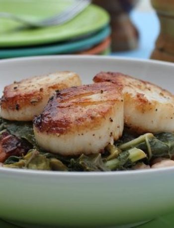 Seared Scallops With Wilted Greens