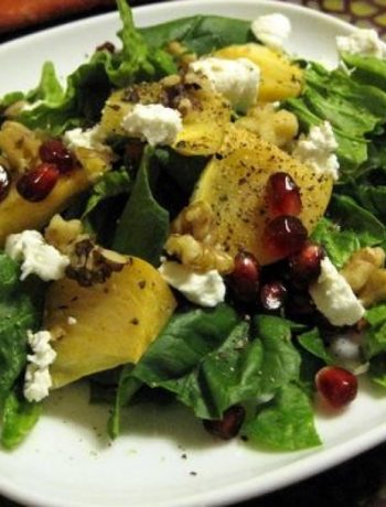 Persimmon, Pomegranate, and Goat Cheese Salad