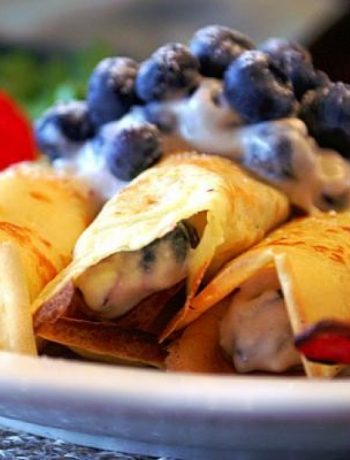 Reduced Fat Blueberry Cheesecake Crepes