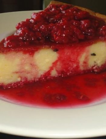 Baked Passion Fruit Cheesecake With Vanilla Raspberry Sauce
