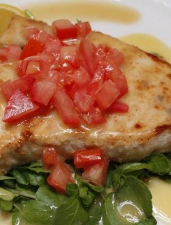 Pan-Roasted Swordfish with Chopped Tomatoes and Lemon Beurre Blanc