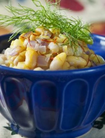 Cannellini Bean Side Dish With Fennel, Red Onion, and Saffron