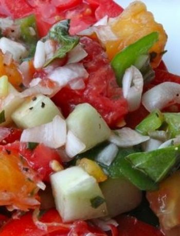 Garden Fresh Heirloom Tomato, Pepper, and Cucumber Salad
