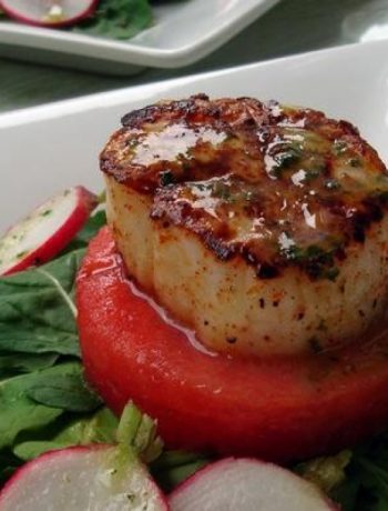 Seared Scallop and Watermelon Salad With Sparkling Mint Vinaigrette
