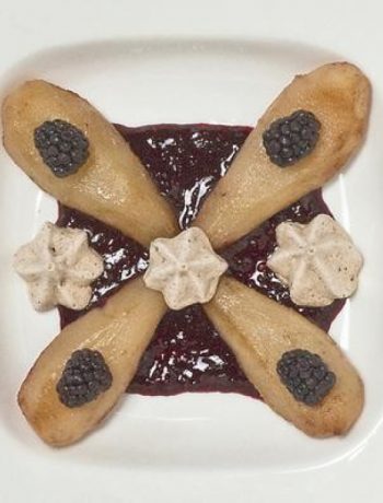 Oven Roasted Pears With Blackberry Sauce