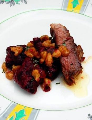 Beet Gnocchi With Steak and Brown Butter Sauce