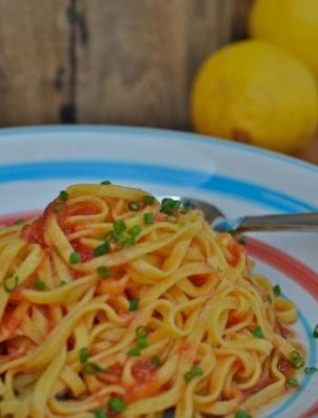 Pasta with Raw Tomato & Lemon Infused Olive Oil