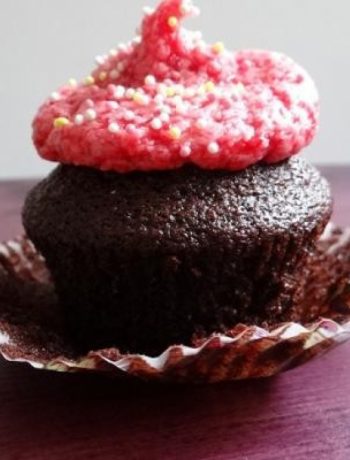 Tipsy chocolate cupcakes with raspberry frosting