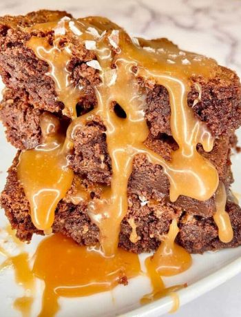 Fudgy Nutella Brownies with Salted Caramel Sauce
