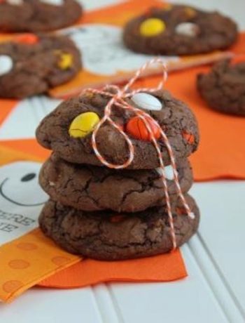 White Chocolate Candy Corn M&M Brownie Cookies