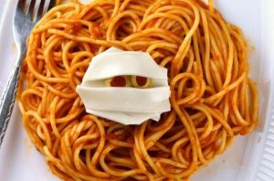 Mummy Meatballs with Spaghetti