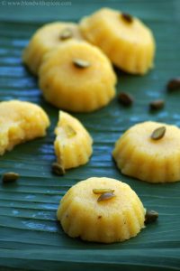 Orange Rava Kesari – Orange Flavored Semolina Halwa – Navratri Naivedyam