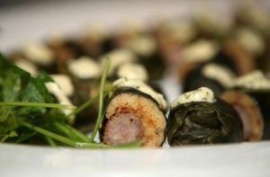 Collard-Wrapped Sausage Corn Dogs