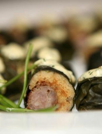 Collard-Wrapped Sausage Corn Dogs