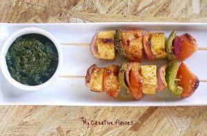 Vegetable Paneer Skewers Or Paneer Tikka